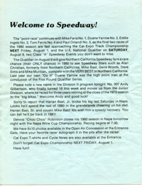 Cal Expo Speedway July 25, 1980 Sacramento, California